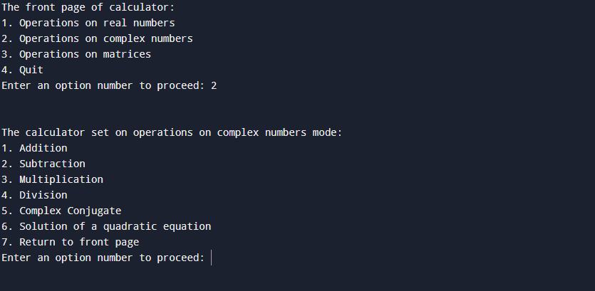 The complex number mode interface
