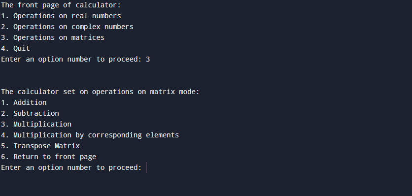 The matrix mode interface